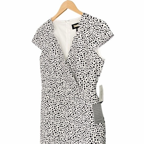 NWT Alexia Admor Dress White Black Polka Dots Cap Sleeve Sheath Women’s Size 6 - Picture 6 of 16